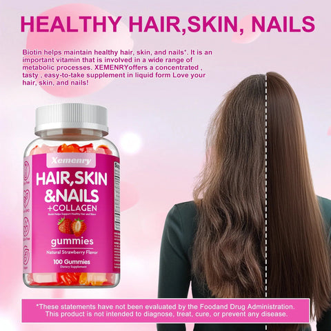 Biotin Gummies - High Potency Gluten Free Hair Skin Nails - nutriamazonia