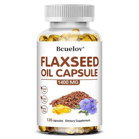Flaxseed Oil Capsules - Heart Health Bcuelov Adults Premium - nutriamazonia