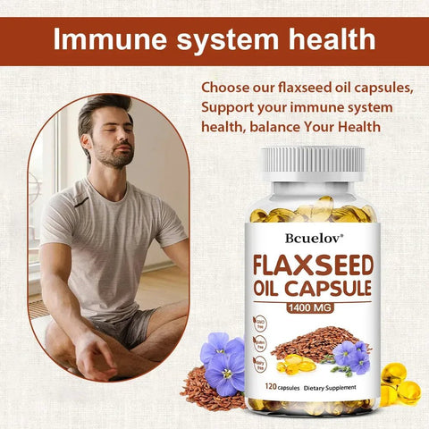 Flaxseed Oil Capsules - Heart Health Bcuelov Adults Premium - nutriamazonia