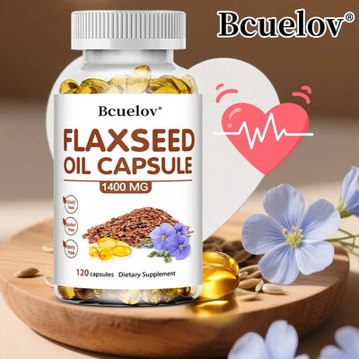 Flaxseed Oil Capsules - Heart Health Bcuelov Adults Premium - nutriamazonia