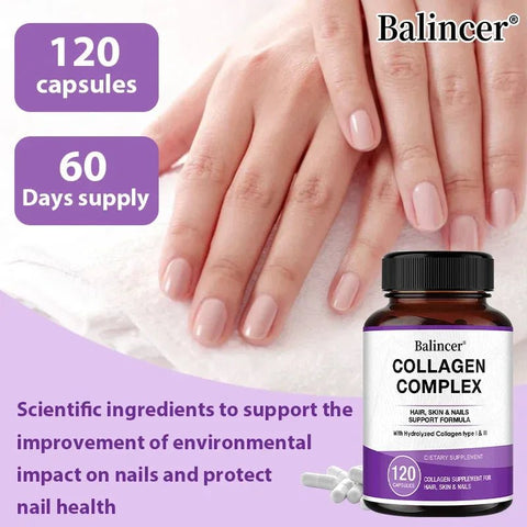 Hydrolyzed Collagen Capsules - Hair Nails Support Glow - nutriamazonia