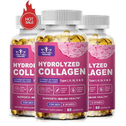 Hydrolyzed Collagen - Nourishes Skin Hair Nails And Joints For Radiant Health SNGHWE For Men Women Glow - nutriamazonia