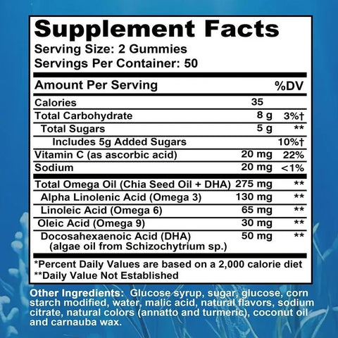 Omega 3 6 9 DHA Gummies - Brain Health Concentration Support Nutriamazonia Adults MaxStrength - nutriamazonia