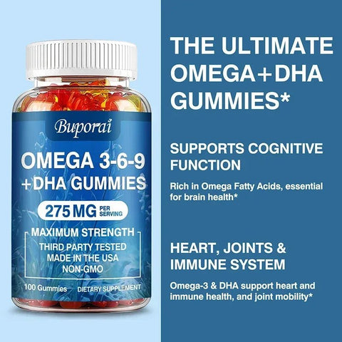 Omega 3 6 9 DHA Gummies - Brain Health Concentration Support Nutriamazonia Adults MaxStrength - nutriamazonia