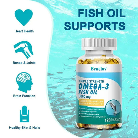 Omega-3 Fish Oil Capsules - DHA For Brain Health Bcuelov - nutriamazonia