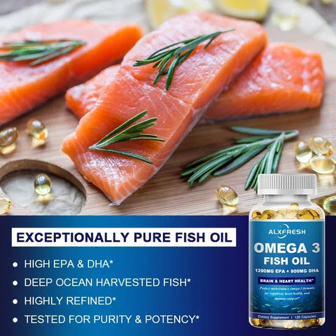 Omega 3 Fish Oil - Heart & Brain Support ALXFRESH Unisex - nutriamazonia