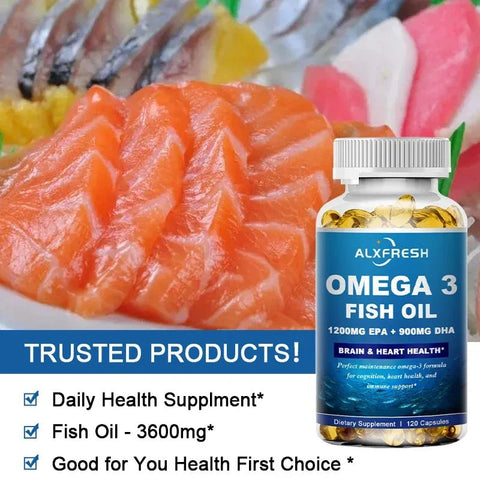 Omega 3 Fish Oil - Heart & Brain Support ALXFRESH Unisex - nutriamazonia
