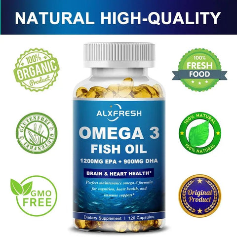 Omega 3 Fish Oil - Heart & Brain Support ALXFRESH Unisex - nutriamazonia