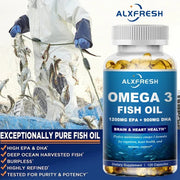 Omega 3 Fish Oil - Heart & Brain Support ALXFRESH Unisex - nutriamazonia