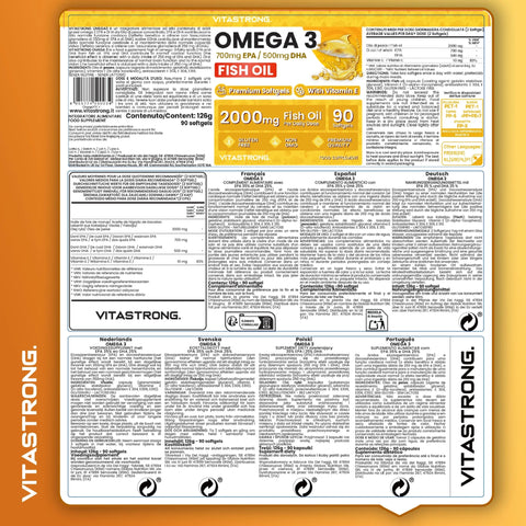 Omega 3 Fish Oil - High Dose 2000mg No Aftertaste VITASTRONG - nutriamazonia