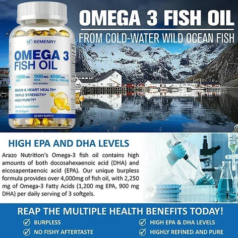 Omega-3 Fish Oil - Supports Heart and Brain Xemenry Adults - nutriamazonia