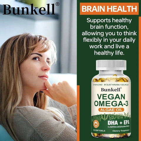 Vegan Omega-3 - Heart and Brain Support Bunkell Adults Vitality - nutriamazonia