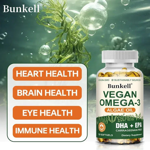 Vegan Omega-3 - Heart and Brain Support Bunkell Adults Vitality - nutriamazonia