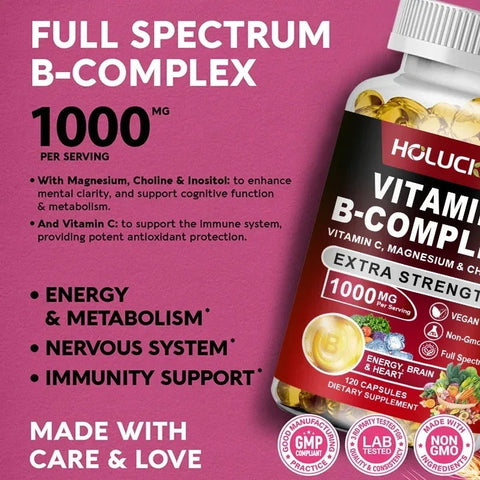 Vitamin B Complex - Energy Support Holucks Adults Vitality - nutriamazonia