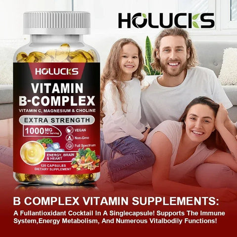 Vitamin B Complex - Energy Support Holucks Adults Vitality - nutriamazonia