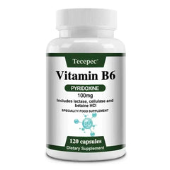 Tecepec Vitamin B6 Immunity supplement bottle with 120 capsules for immune and mood support