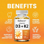 Vitamin D3 K2 - Bone Health Support Balincer Adults - nutriamazonia