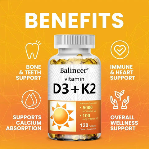 Vitamin D3 K2 - Bone Health Support Balincer Adults - nutriamazonia