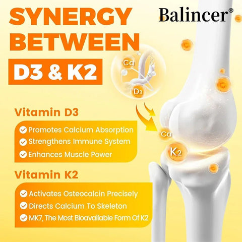Vitamin D3 K2 - Bone Health Support Balincer Adults - nutriamazonia