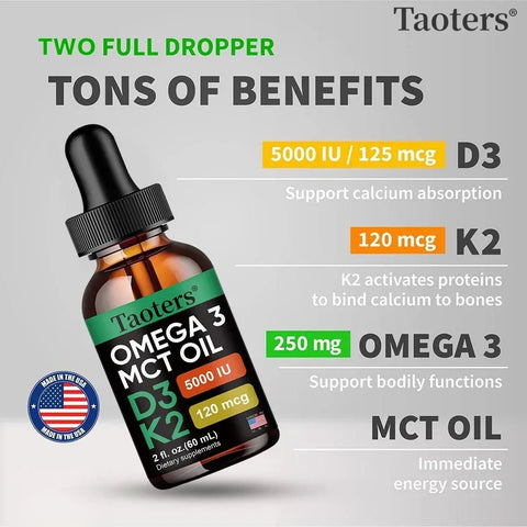 Vitamin D3 K2 Drops - Immune And Bone Support Taoters - nutriamazonia