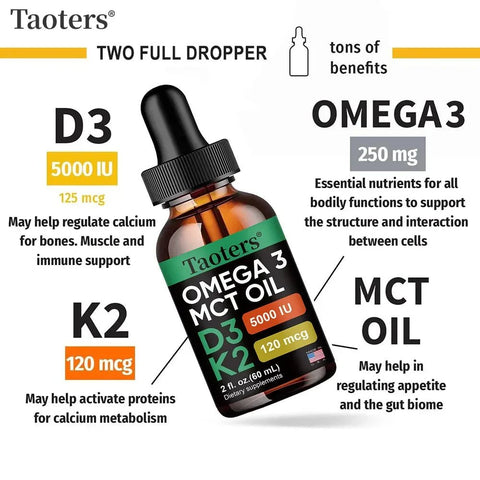 Vitamin D3 K2 Drops - Immune And Bone Support Taoters - nutriamazonia