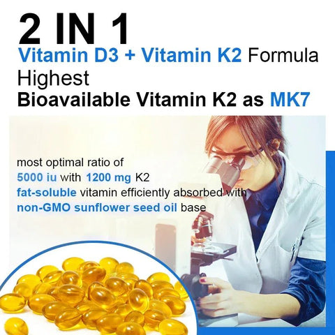 Vitamin D3 K2 - Supports Teeth Bone Health and Calcium Metabolism Nutriamazonia Adults Premium - nutriamazonia