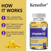 Vitamin K2 MK7 - Supports Bone Health Kenofor Adults Pro - nutriamazonia