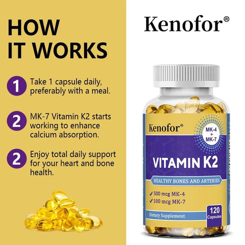 Vitamin K2 MK7 - Supports Bone Health Kenofor Adults Pro - nutriamazonia